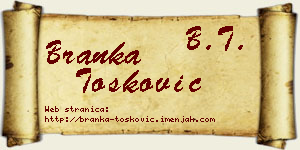 Branka Tošković vizit kartica